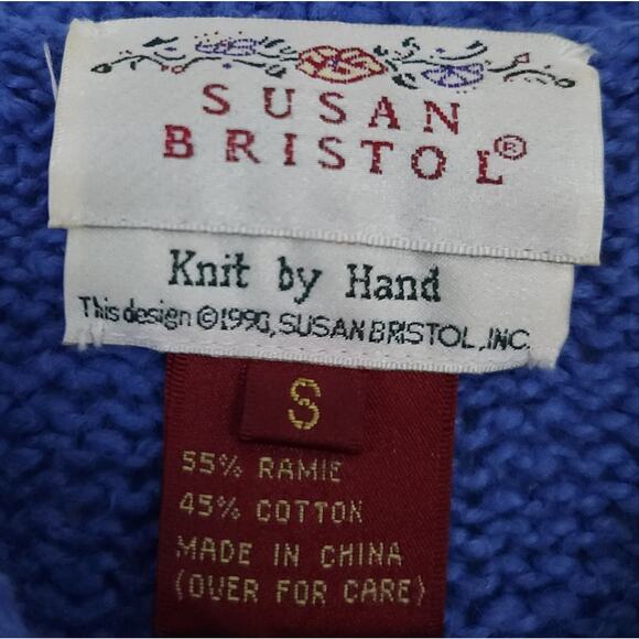 Vintage Susan Bristol Hand Knitted Cardigan Sweater Floral Small Cottagecore - Picture 3 of 3